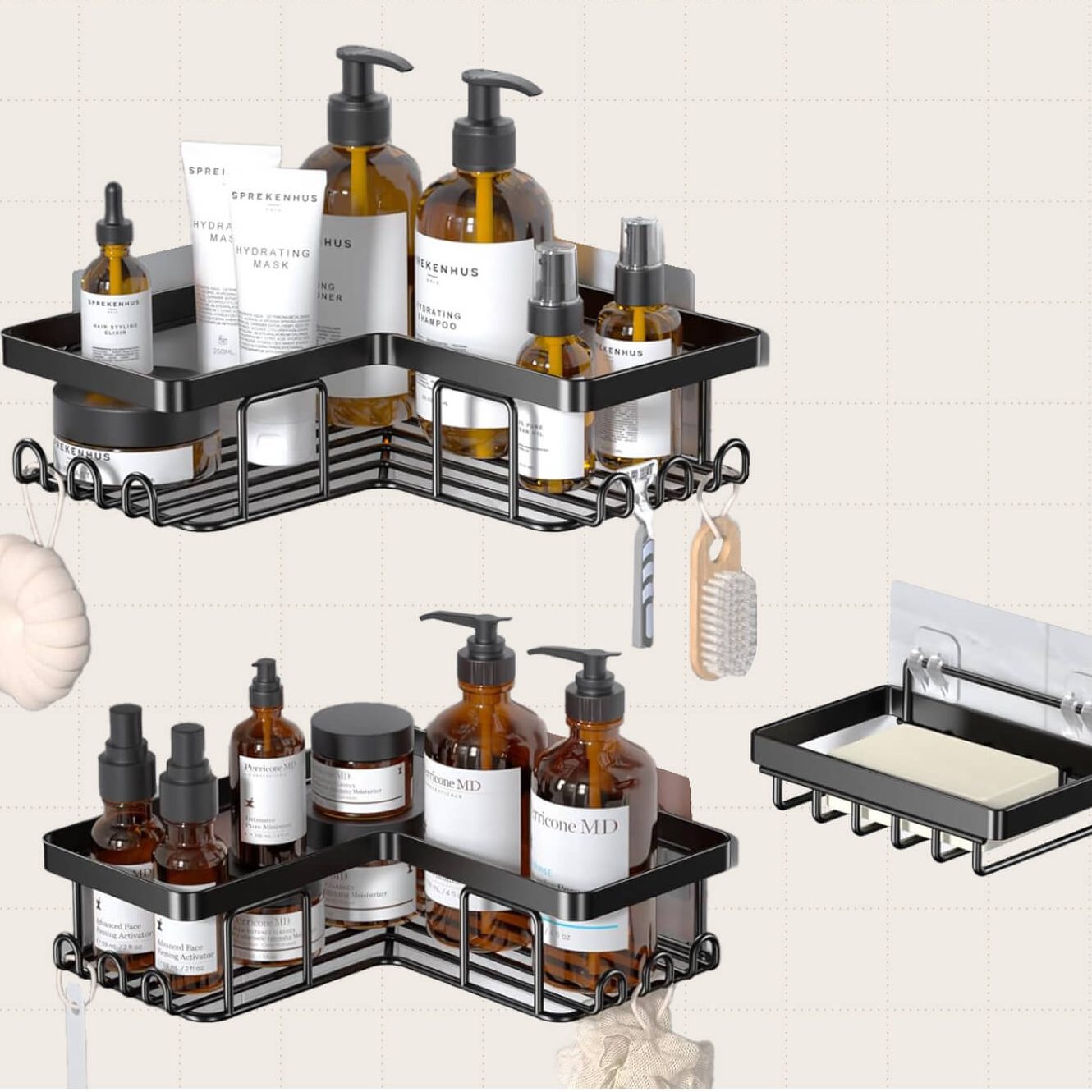 Yasonic Corner Adhesive Shower Caddy