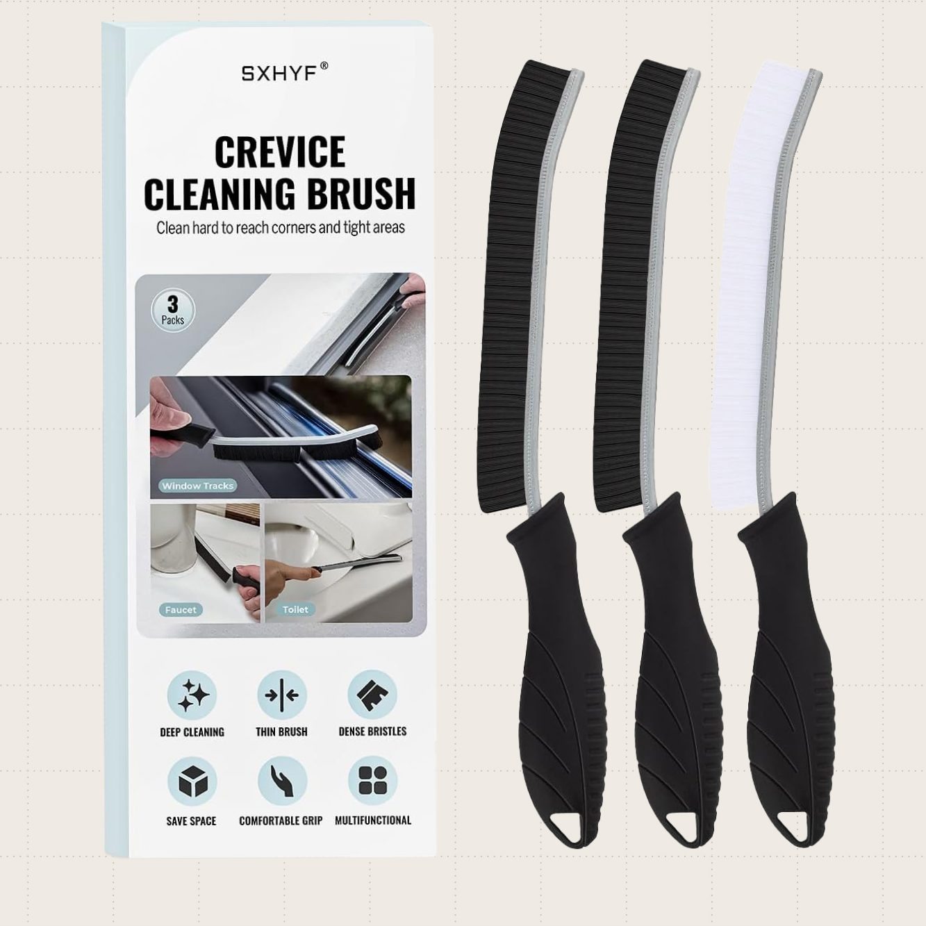 SXhyf Crevice Cleaning Brushes, Three-Pack