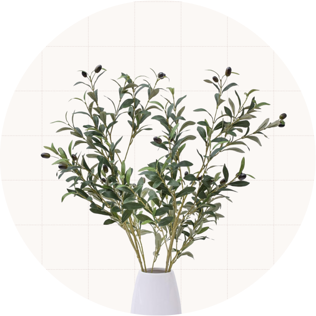 Heleze 39-Inch Artificial Olive Branch Stems