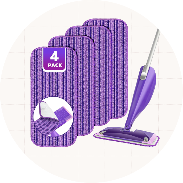 TINA&TONY Reusable Mop Pads in purple, 4-pack