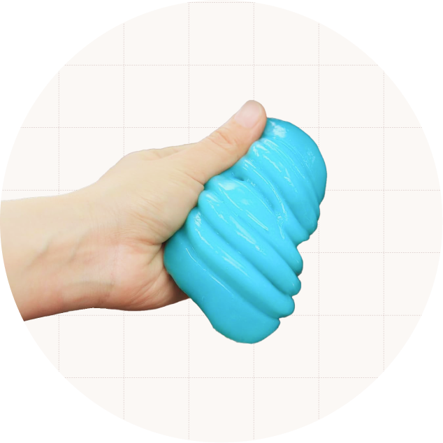 PULIDIKI Car Cleaning Gel shown in someone's hand. The gel is light blue.