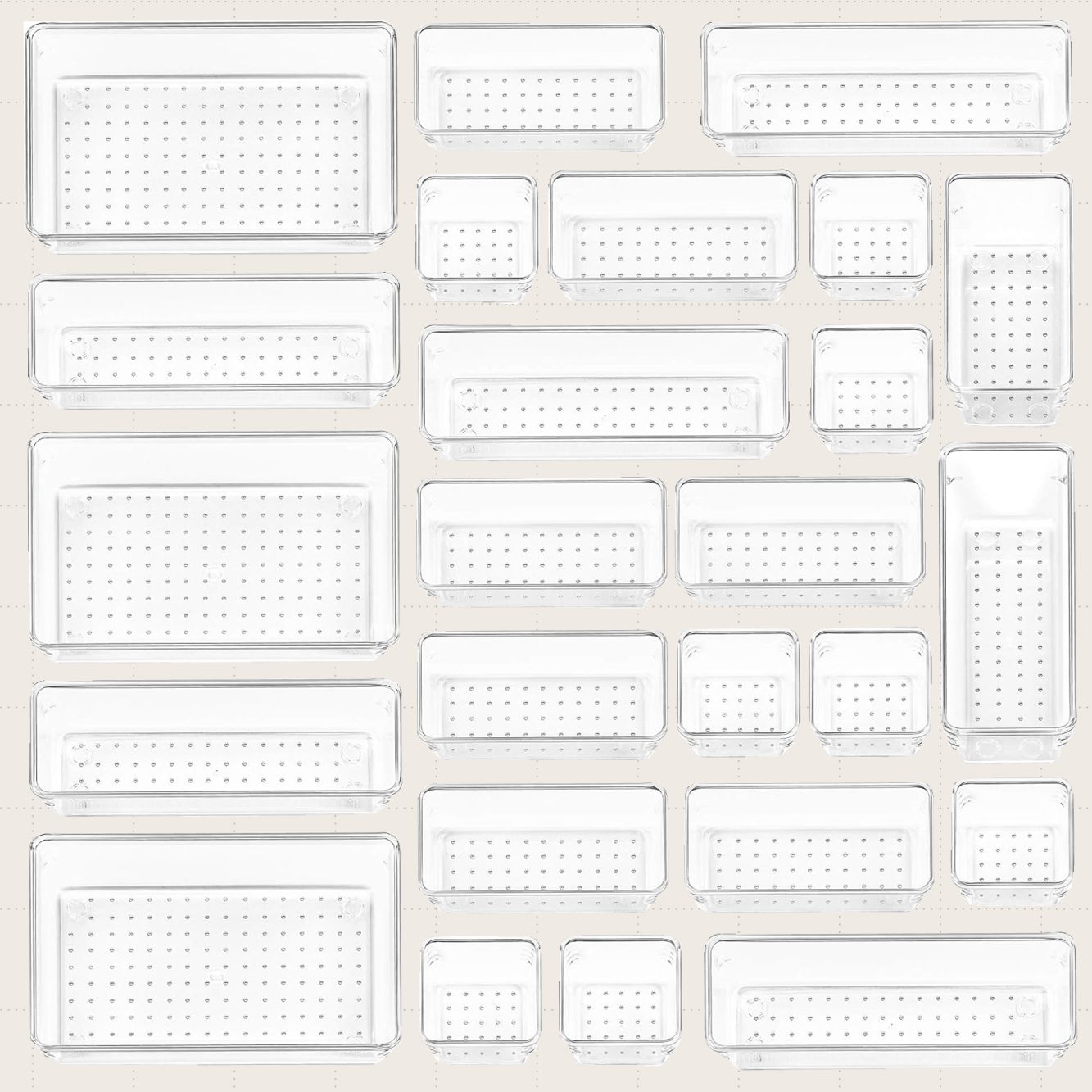 Vtopmart 25-Piece Clear Plastic Drawer Organizers Set