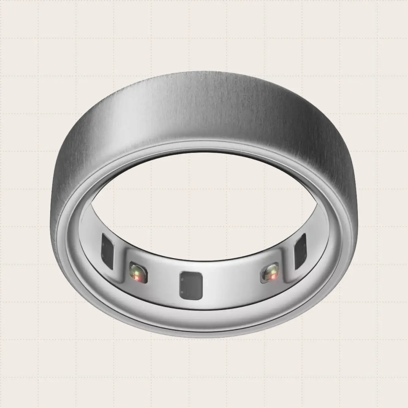 The Oura Ring 4 shown in silver. The smart ring tracks over 30 biometrics and features app connectivity.